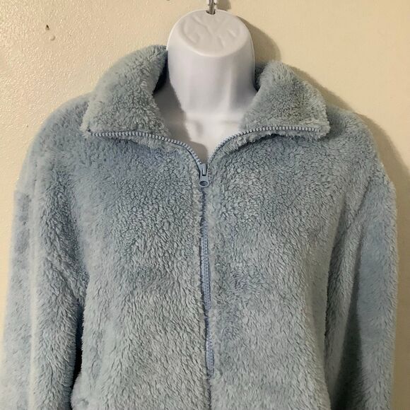 NWT Old Navy Pastel Blue Fleece Zip Up Minimalist Cozycore Normcore Jacket TallS - Picture 2 of 8